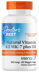 Doctor's Best Natural Vitamin K2 plus D3 with MenaQ7®  60 vege caps