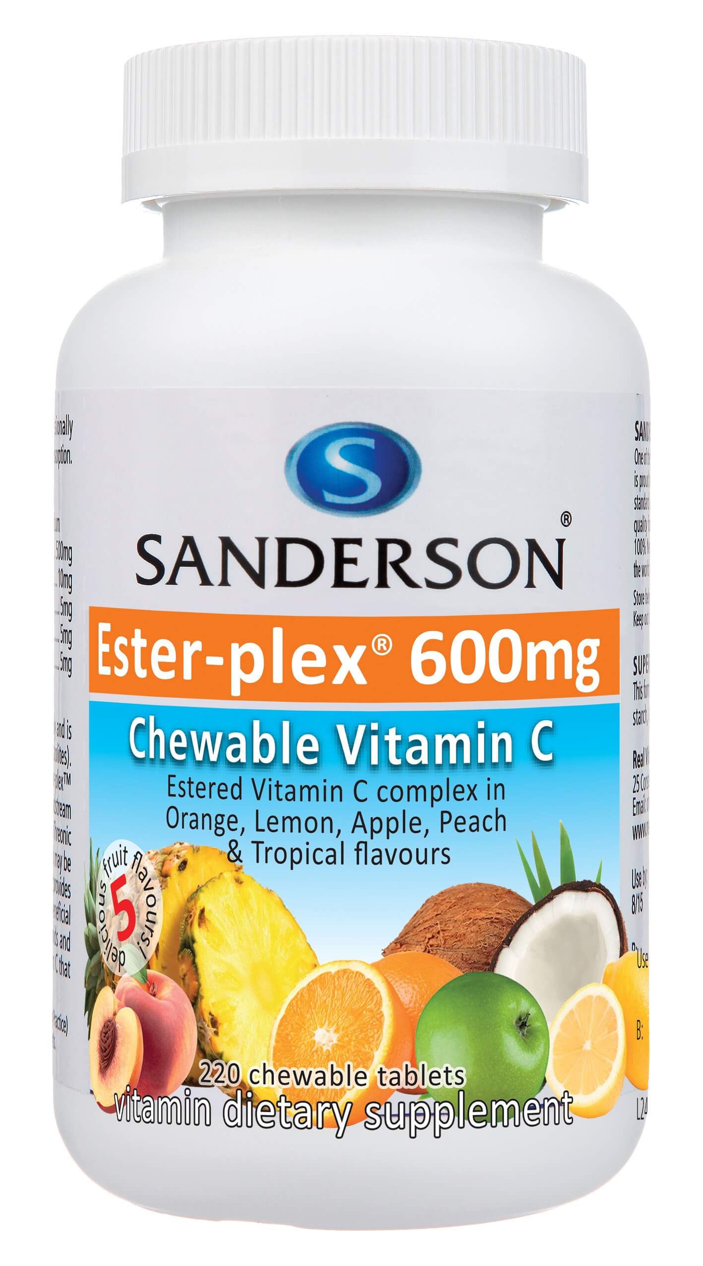 Ester-plex Vitamin C 600mg 5 Fruit Assorted chewable 220tabs