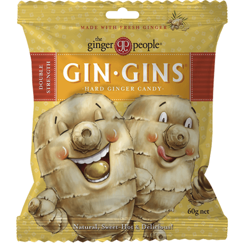 Gin Gins Hard Ginger Candy Double Strength Bag 60g